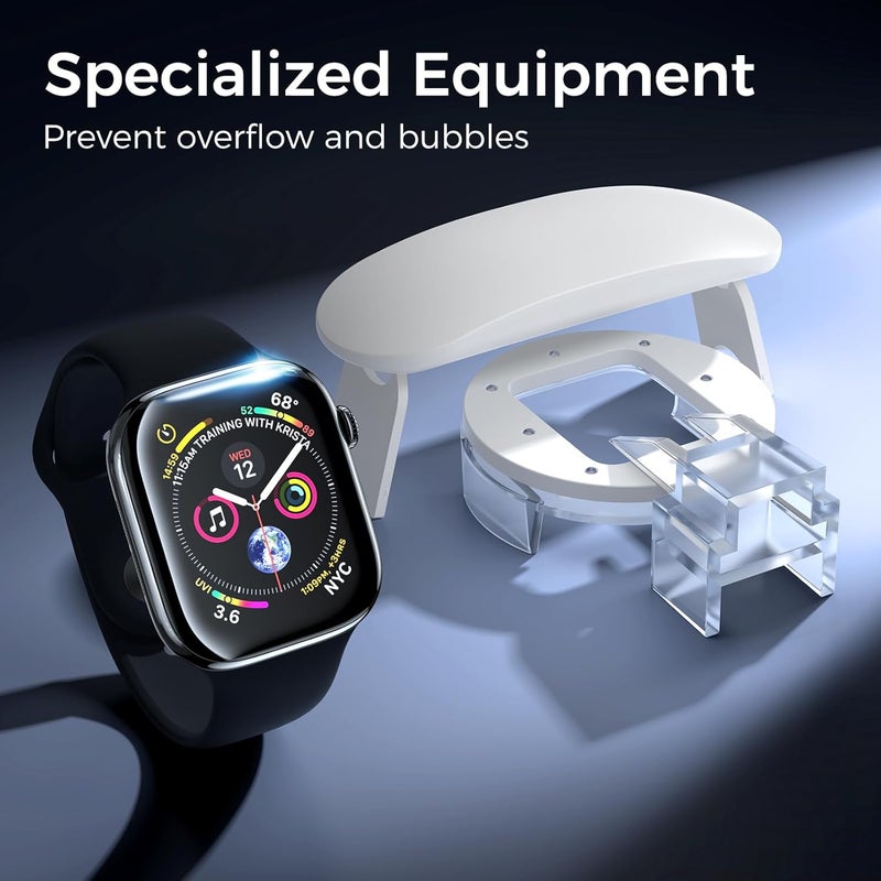 Kopration UV Tempered Glass Screen Protector Compatible with Apple Watch Series 9/8/7 41mm, 3D Curved Full Coverage Anti-scratch Tempered Glass Protector, Bubble Free Screen Protector for iWatch 9/8/7 41mm(3 Pack) - Image 3